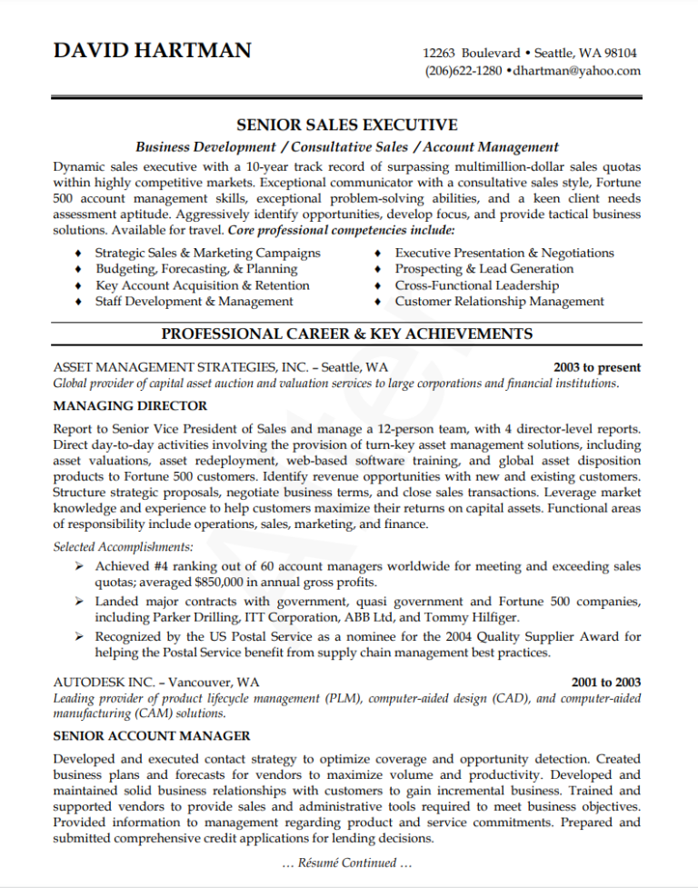 sales consultant before after resume