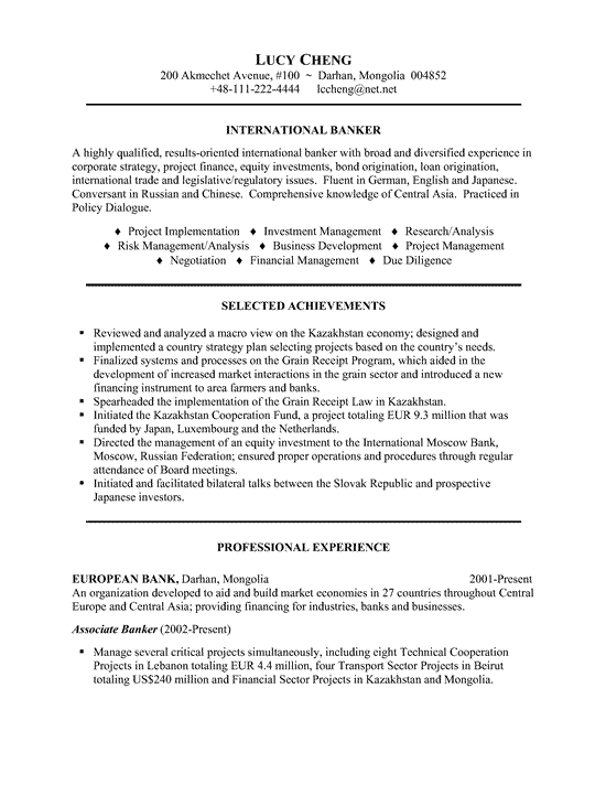sample resume banker8a 1