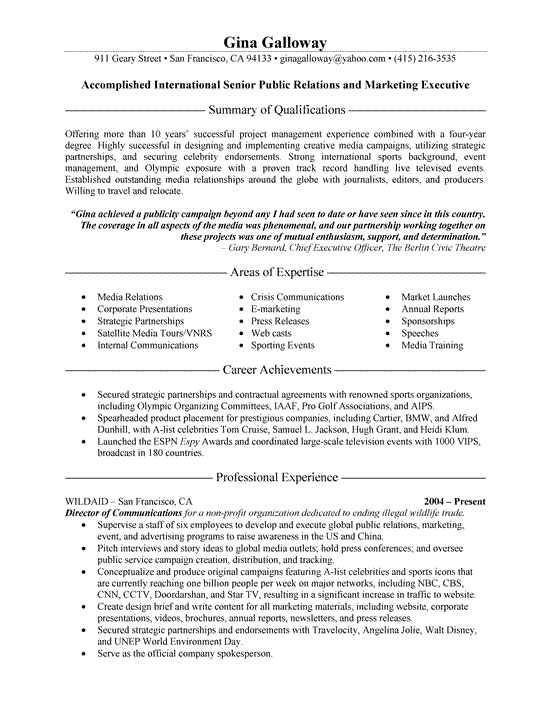 sample resume executive10a 1